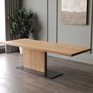 北欧实木创意吃饭桌子客厅家用大板桌子极简中岛台餐桌长条桌设计