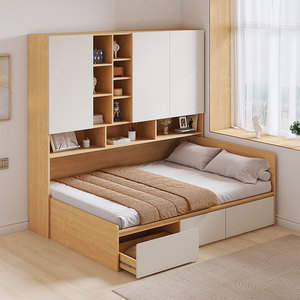 榻榻米床衣柜一体组合多功能小户型高箱储物双人床卧室定制板式床