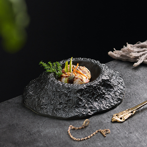 火山创意深盘家居沙拉酱碗陶瓷餐具个性汤盘意面法式加热餐厅瓷盘