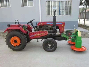 新款农用单缸小四轮拖拉机前置打草除草机割苜蓿牧草双圆盘割草机