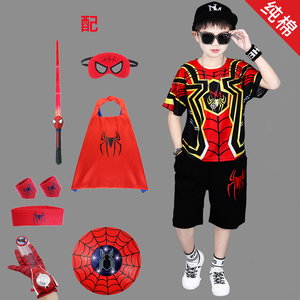 蜘蛛侠儿童卡通衣服幼儿园男童cos套装六一角色扮演走秀演出服装