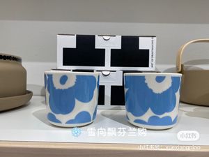 国内现货特价 Marimekko Unikko 天蓝马克杯手握杯小圆碟小碗陶瓷
