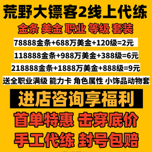 PC荒野大镖客2线上刷金条美金等级职业饰品大镖哥2游戏物品刷金条