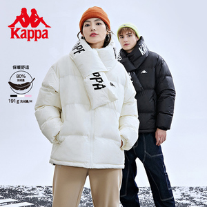 Kappa卡帕羽绒服情侣男女印花围巾运动外套防风短款防寒面包服