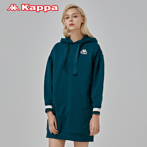 KAPPA卡帕+女款运动卫衣休闲长袖套头帽衫中长款外套+|K