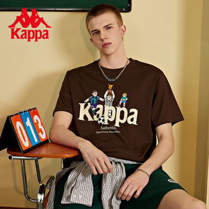 kappa卡帕背靠背短袖t恤2024新款男图案印花休闲圆领半袖运动上衣