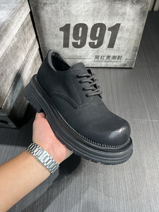 2023新款秋冬季马丁靴男款低帮增高英伦风休闲皮鞋黑色磨砂工装靴
