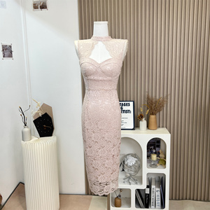 是高品质的蕾丝旗袍连衣裙 自带胸垫气质性感收腰显瘦女夏季