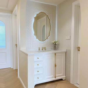 法式轻奢浴室柜组合设计师美式卫生间洗漱台定制实木洗脸盆洗手池