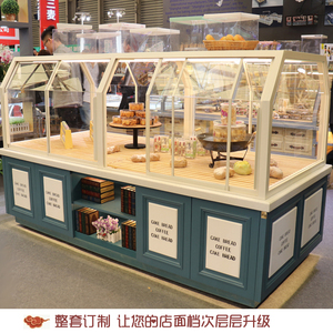 面包展示柜中岛边柜蛋糕店模型柜烘培架子商用玻璃实木收银台定制