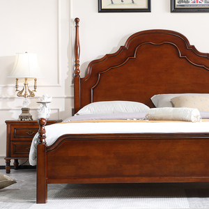 美式乡村床全实木高箱储物1米8双人床法式中古风主卧家具安娜大床