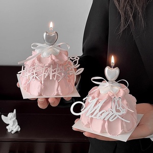 2024母亲节心形蜡烛小蛋糕装饰摆件仙女妈妈节日快乐亚克力插件