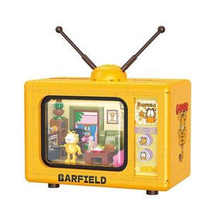 贝乐迪联名加菲猫周边正版授权电视机积木拼装模型摆件潮玩益智女