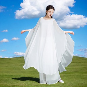 中国风改良汉服禅舞服装女三层套装茶仙女范飘逸新中式女装连衣裙