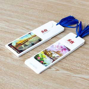 北京手绘插画创意纸质流苏书签故宫长城天安门景区旅游纪念品卡片