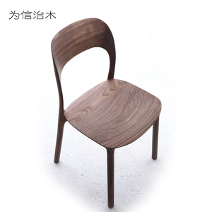 为信治木ELLE白蜡木黑胡桃实木餐椅意式原版复刻五轴榫卯加工