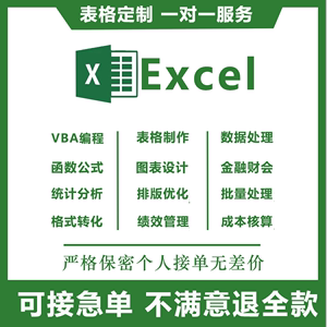 Excel表格制作代做VBA系统编程定制文档函数公式数据处理统计分析