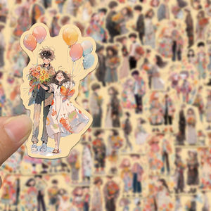 【甜蜜爱恋】50张原创恋爱情侣卡通涂鸦手账手机贴纸浪漫氛围贴画
