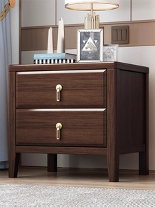 新中式乌金木床头柜实木轻奢高级感现代简约置物简易卧室两抽小型