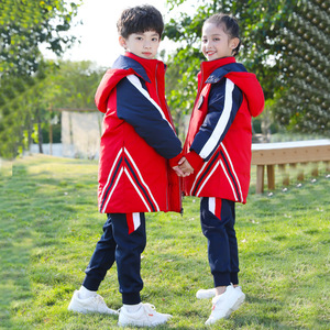 小学生校服冬装棉服一年级幼儿园园服冬季棉衣加厚外套冬天红棉袄