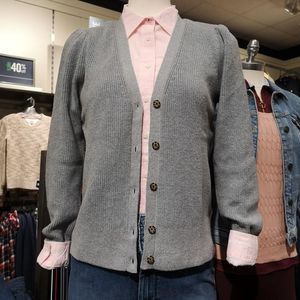 Tommy Hilfiger汤米女士春秋季琥珀纽扣短款纯色毛衣针织开衫外套