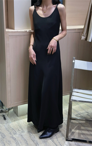 HEPBURN 赫本原创独家定制高级醋酸连衣裙女法式优雅黑色吊带长裙