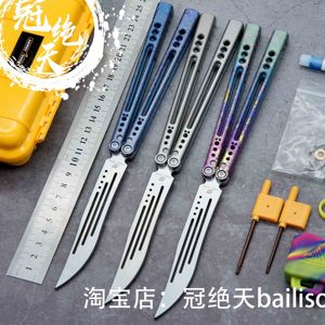 战鲨大风GALE蝴蝶刀【冠绝天balisong】钛柄轴套蝴蝶甩刀 未开刃