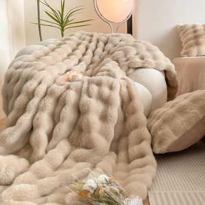 兔毛绒毛毯加厚冬季珊瑚绒四件套双面牛奶绒面被套单件午睡盖毯子
