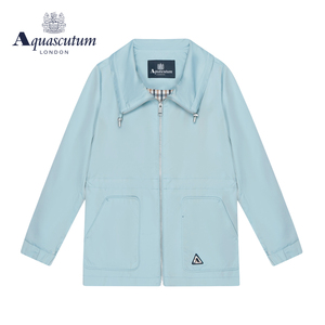 Aquascutum/雅格狮丹冬格纹保暖新款女士彩蓝风衣外套Q4850W0041