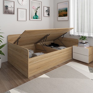 北欧踏踏米床卧室气压床1.2m实木箱体床现代简约沙发床定制榻榻米
