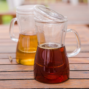 多样屋明朗健康茶隔杯耐热玻璃加盖过滤水杯透明玻璃泡茶杯