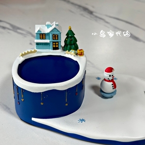 星巴克圣诞节新年礼物限定雪人舞蹈款冬日村庄场景音乐八音盒杯垫