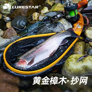 品钓 黄金樟木溪流抄网套装适合马口白条军鱼鳟鱼使用 带磁力扣