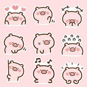 40张可爱粉色小猪贴纸韩国ins卡通手账本贴画diy装饰小图案少女心