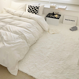 白色地毯客厅高级感卧室满铺地垫房间毛绒地毯纯色ins风拍照地毯