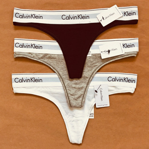 现货美国正品Calvin Klein丁字裤女运动内裤CK宽边性感T裤F3786棉