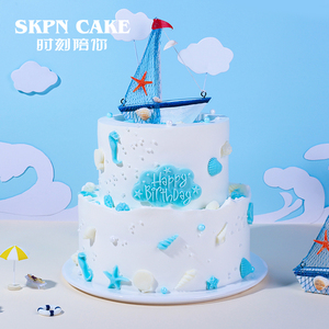 时刻陪你翻糖生日蛋糕深圳同城配送一帆风顺幸福蛋糕家庭蛋糕公司