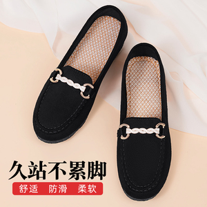 老北京布鞋女新款夏季黑色工装不累脚豆豆工作鞋妈妈上班百搭单鞋