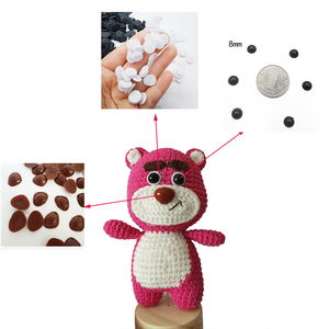 草莓熊钩织配件平底三角形鼻子黑色棕色玩偶玩具公仔diy眼睛材料