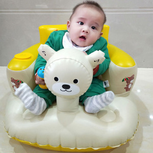 幼婴儿童宝宝充气小沙发吃饭餐椅便捷BB学坐椅多功能座椅垫洗澡凳