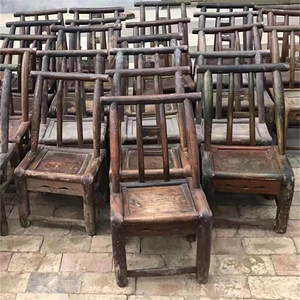 老式榆木椅子小板凳怀旧老物件农村旧家具靠背椅凳子复古摆件道具