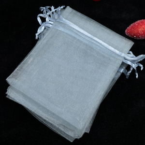 包邮50个灰色珍珠纱袋化妆品试用装网纱礼品束口袋抽绳纱网糖果袋