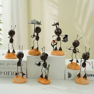 创意花园小盆景蚂蚁迷你饰品桌面办公室书柜儿童庭院装饰小摆件铁