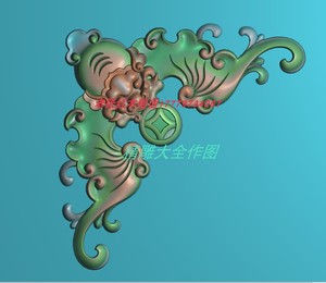 精雕图浮雕图蝙蝠角花插花卡花夹花电脑雕刻图