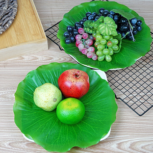 塑料仿真荷叶餐厅菜肴装饰摆盘绿色叶子芭蕉叶水果树叶垫道具荷花
