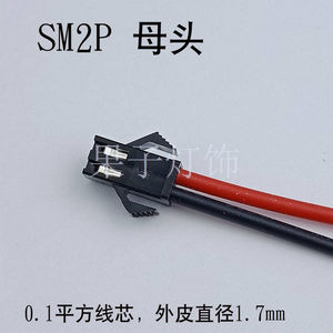 SM2.54mm2P黑色插头空中对插接头端子线插针连接线对接公母头线束