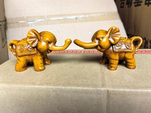云南工艺品木雕小象摆件两个一对送礼纪念品包邮吉祥如意树脂版纳