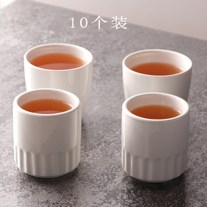 10个装陶瓷加厚耐高温茶杯纯白色杯子早茶楼杯餐厅饭店小酒杯酒店
