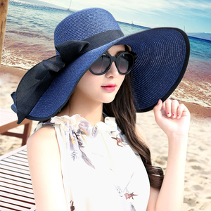 新款帽子女防晒韩版可折叠大檐太阳沙滩帽海滩遮阳帽度假出游草帽