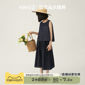 NNGZ夏季女童牛仔套装洋气时髦儿童背心裙裤宽松休闲童装两件套